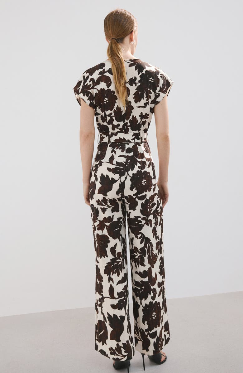 MANGO Floral Print Wide Leg Jumpsuit, Alternate, color, 