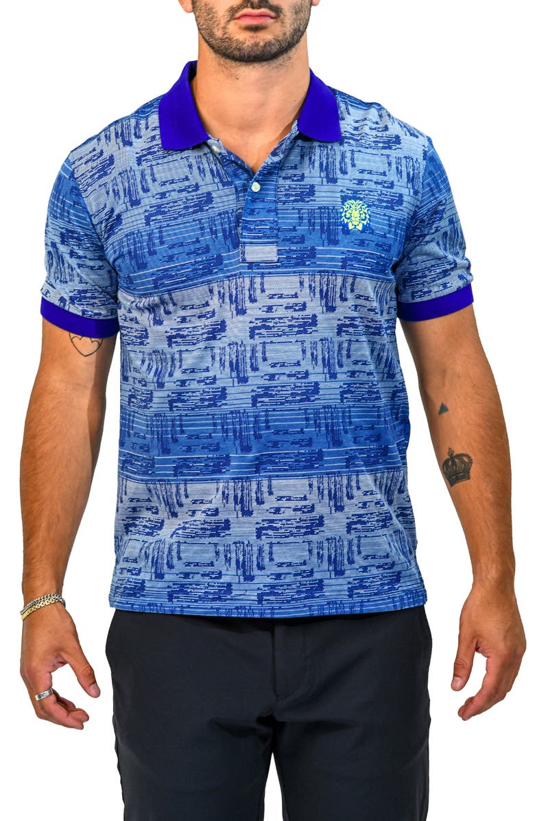 Maceoo Mozartsignaltip Blue Stretch Nylon Polo, Main, color, Blue