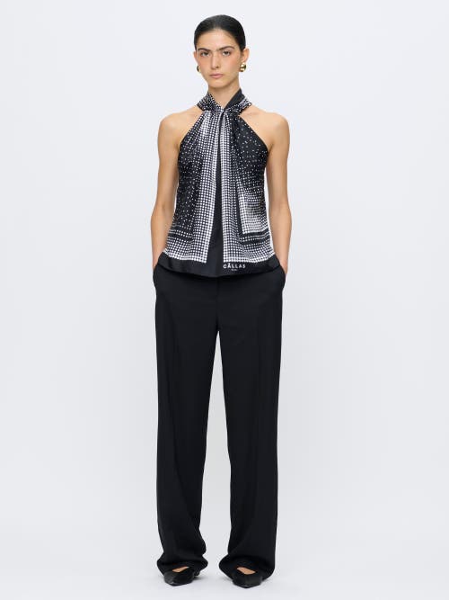 Callas Milano Jaranda Polka Dot Silk Halter Blouse