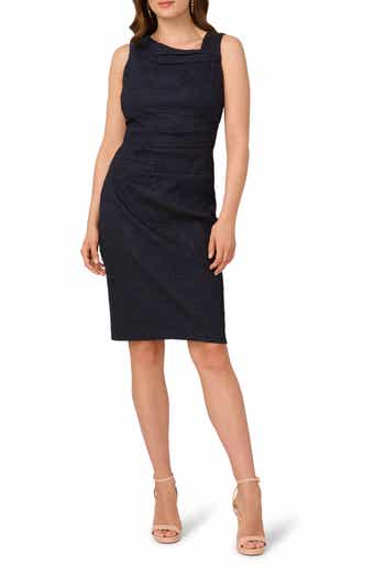 Adrianna Papell Metallic Asymmetric Jacquard Sheath Dress