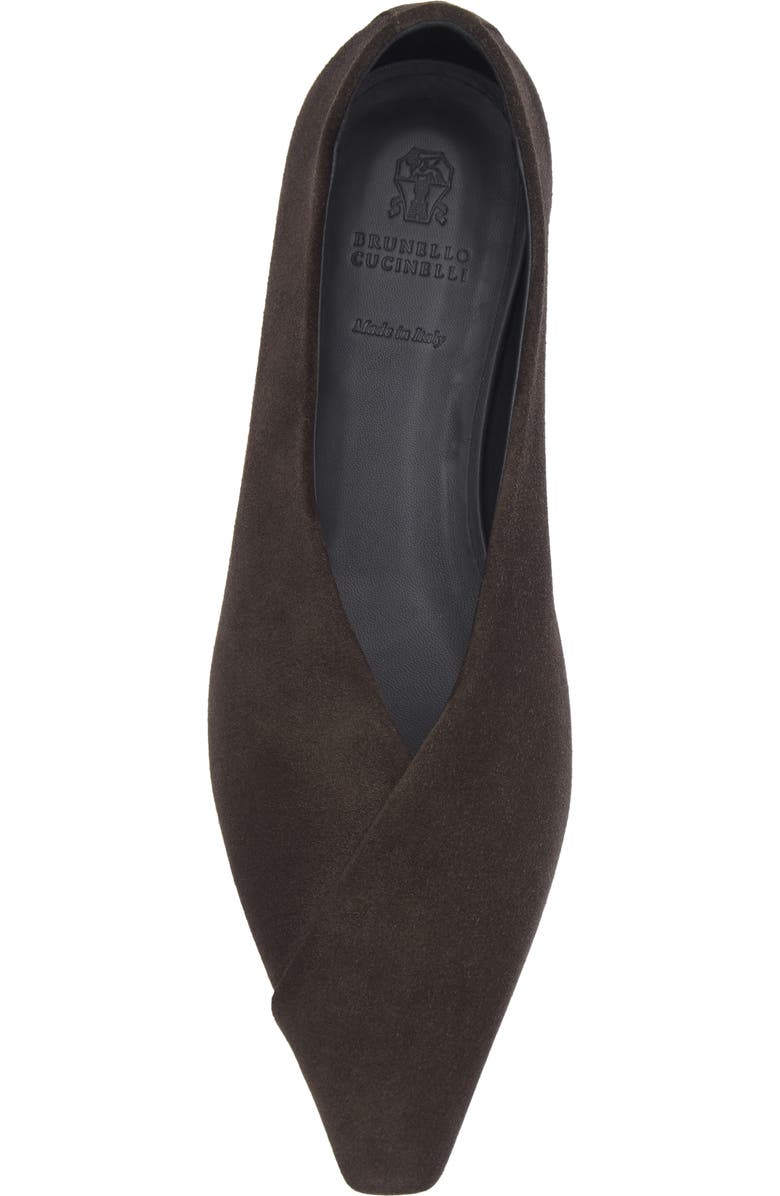 Brunello Cucinelli Suede Wrap Flat, Alternate, color, Pepper