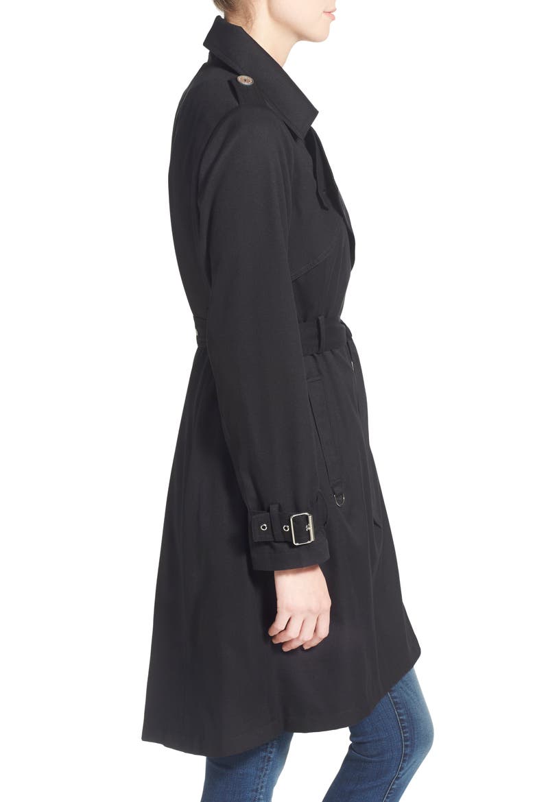 Twill Trench Coat, Alternate, color, BLACK
