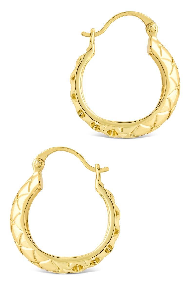 Tamryn Cubic Zirconia Textured Hoop Earrings, Alternate, color, GOLD