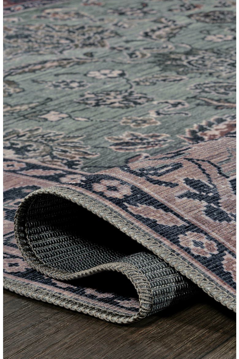 Victoria Ornate Persian All-Over Machine-Washable Area Rug, Alternate, color, Purple/Gray