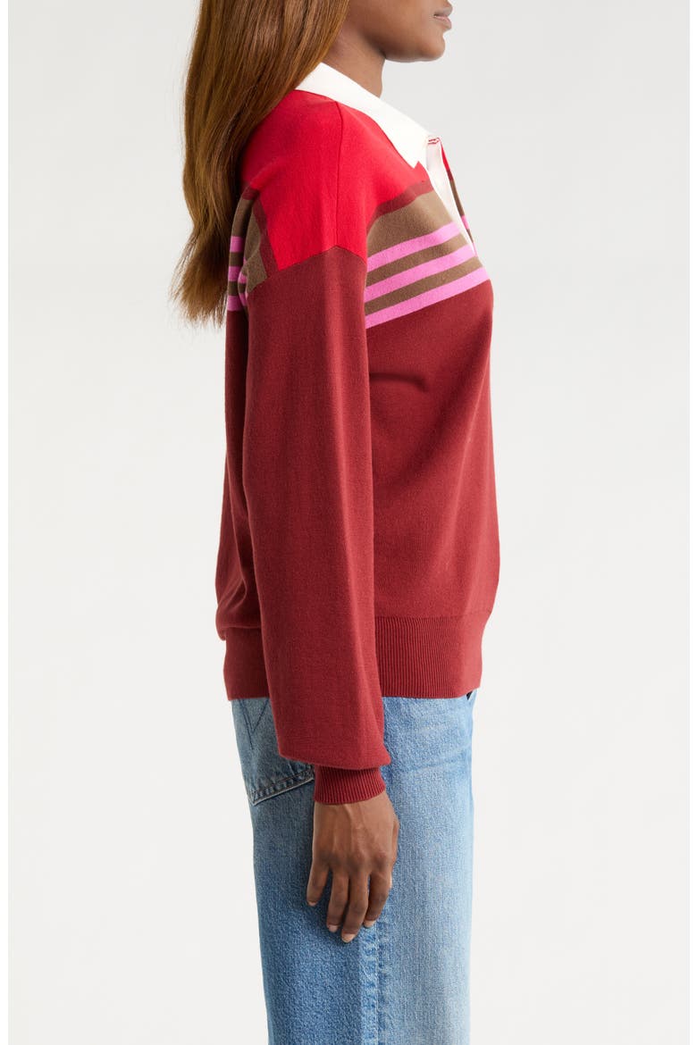 Sail Polo Sweater, Alternate, color, CARDINAL MULTI STRIPE