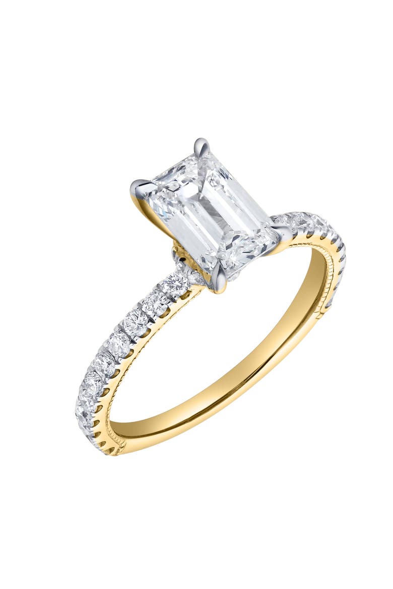 Kiara 14K Gold Emerald Cut Lab Grown Diamond Engagement Ring - 2 ct, Alternate, color, 14K Yellow Gold