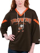 STARTER Women's Starter Brown Cleveland Browns Rally Lace-Up 3/4 Sleeve T-Shirt