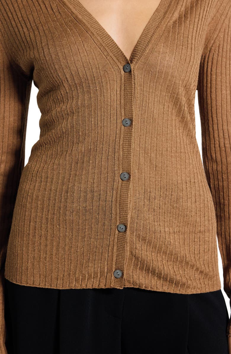 Theory Rib Cardigan, Alternate, color, Mid Khaki