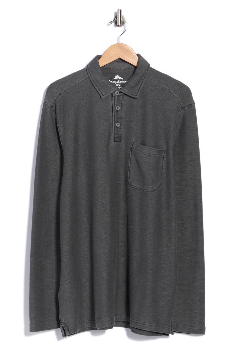 Tide Works Long Sleeve Polo, Main, color, BLACK