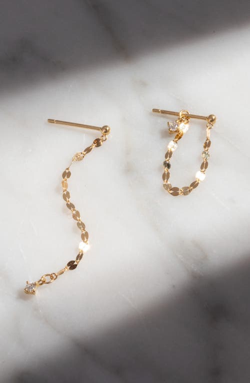 Local Eclectic Diamond Anchored Convertible Linear Drop Earrings In Gold