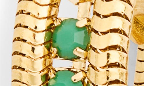 Cz By Kenneth Jay Lane Faux Jade Clip-on Earrings In Polished Gold