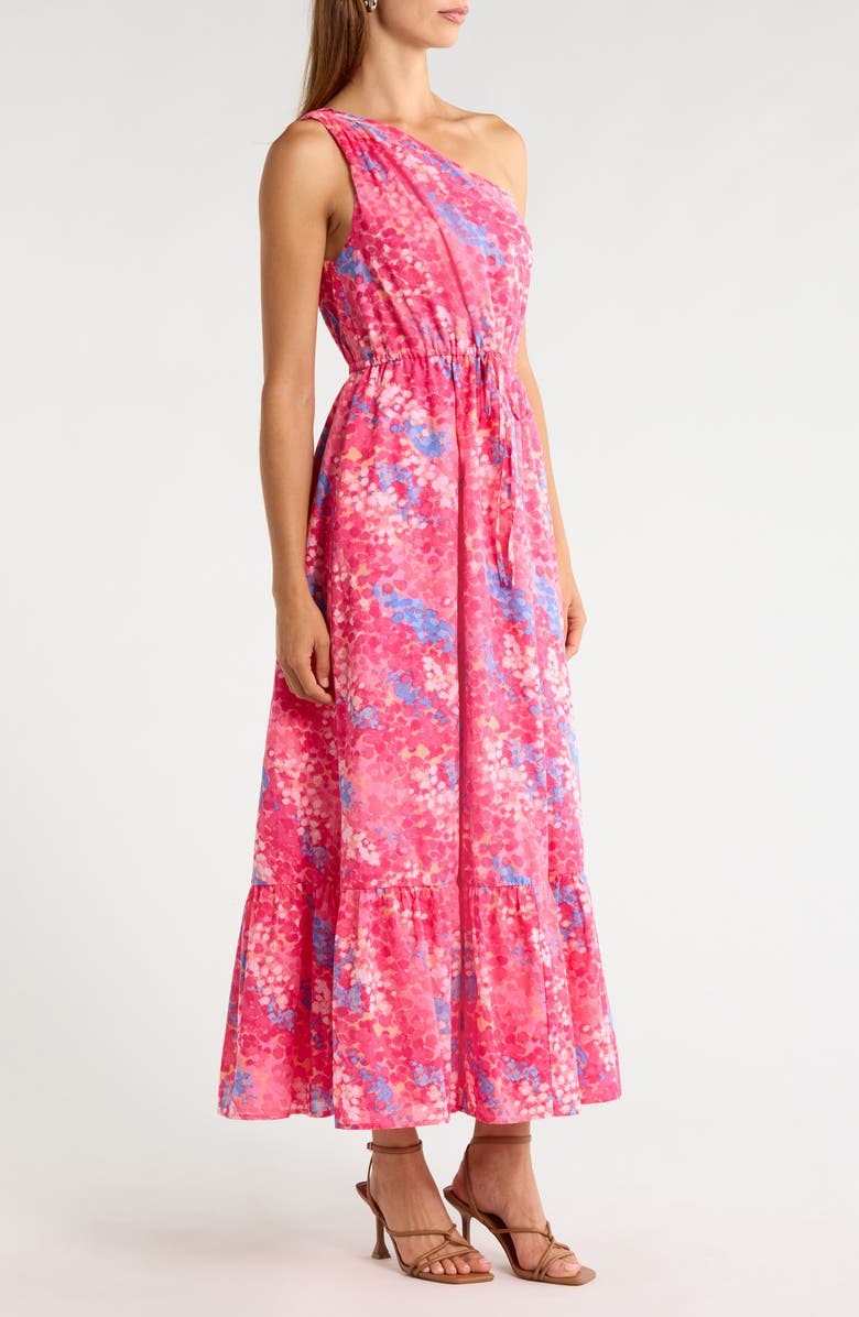 SUGARLIPS Leah Abstract Elya One Shoulder Maxi Dress, Alternate, color, Pink-Blue