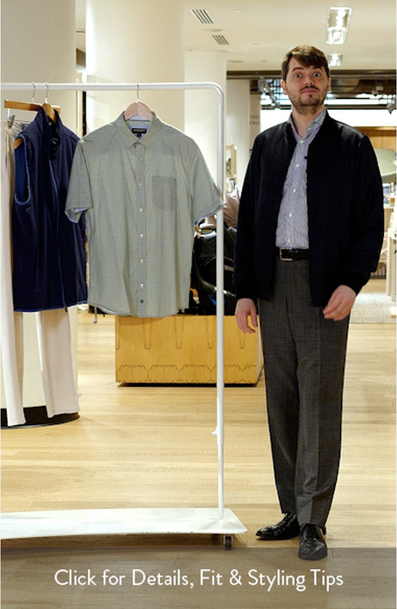 Logan Microprint Short Sleeve Cotton Blend Button-Up Shirt, sales video thumbnail