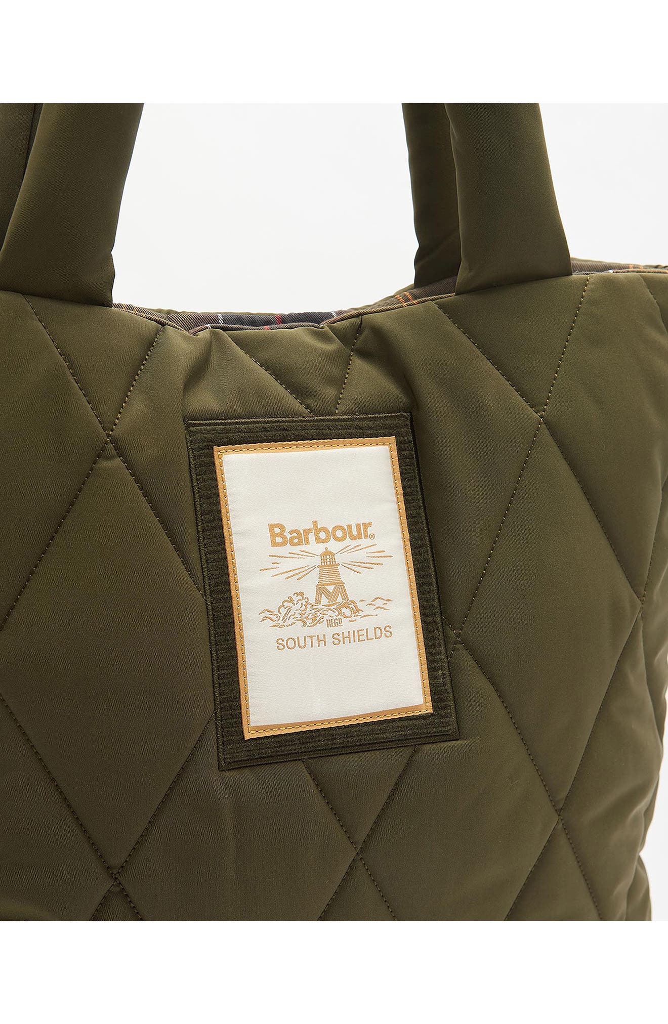 Barbour Mariah Diamond Quilted Tote Bag, Alternate, color, Olive