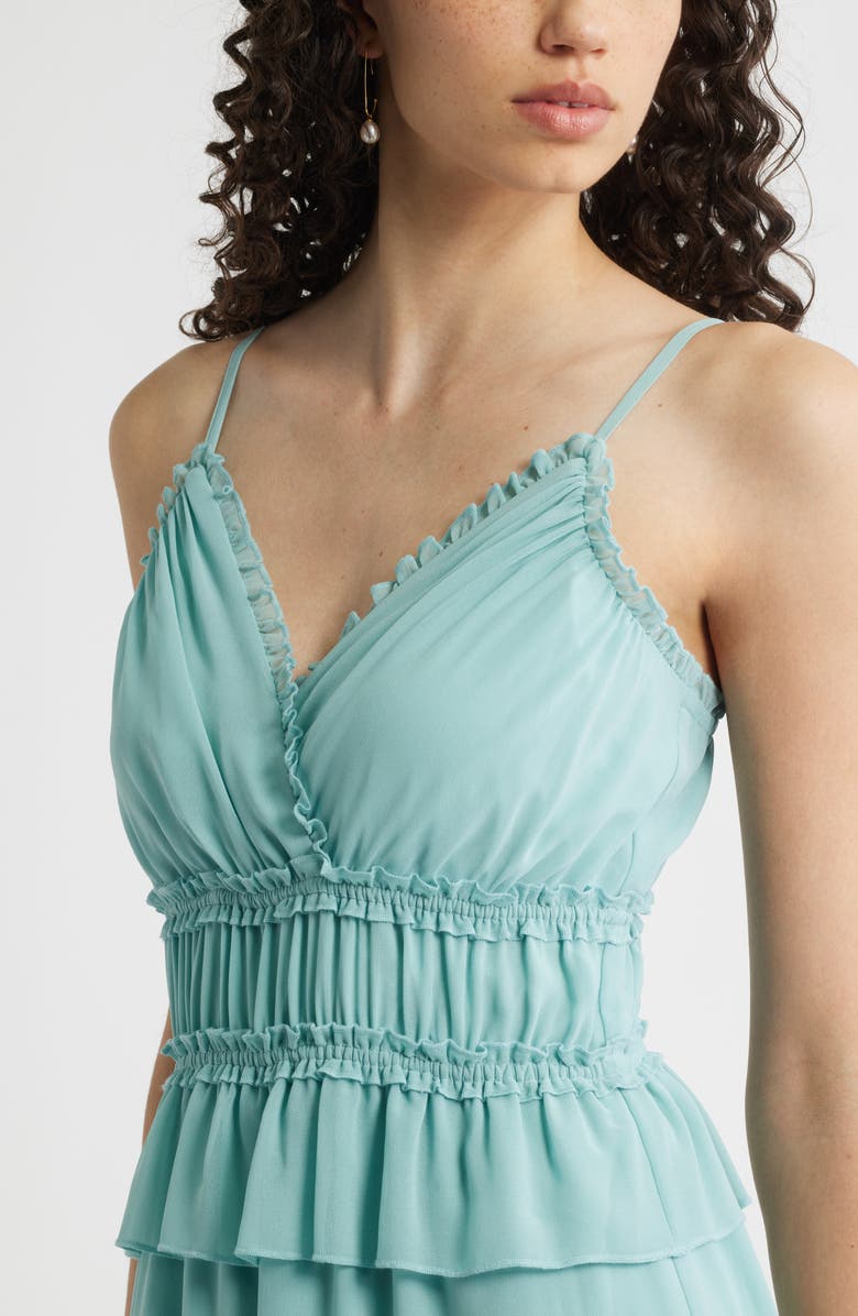 Chelsea28 Micro Ruffle Peplum Maxi Dress, Alternate, color, Teal Aquifer