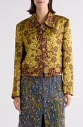 Dries Van Noten Floral Jacquard Crop Satin Jacket