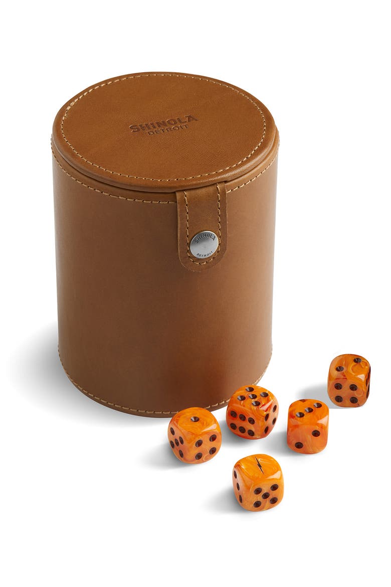 Leather Dice Cup & Dice, Alternate, color, TAN