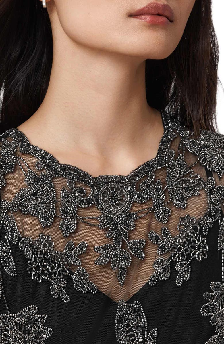 AllSaints Inaya Crystal Tapestry Minidress, Alternate, color, Black