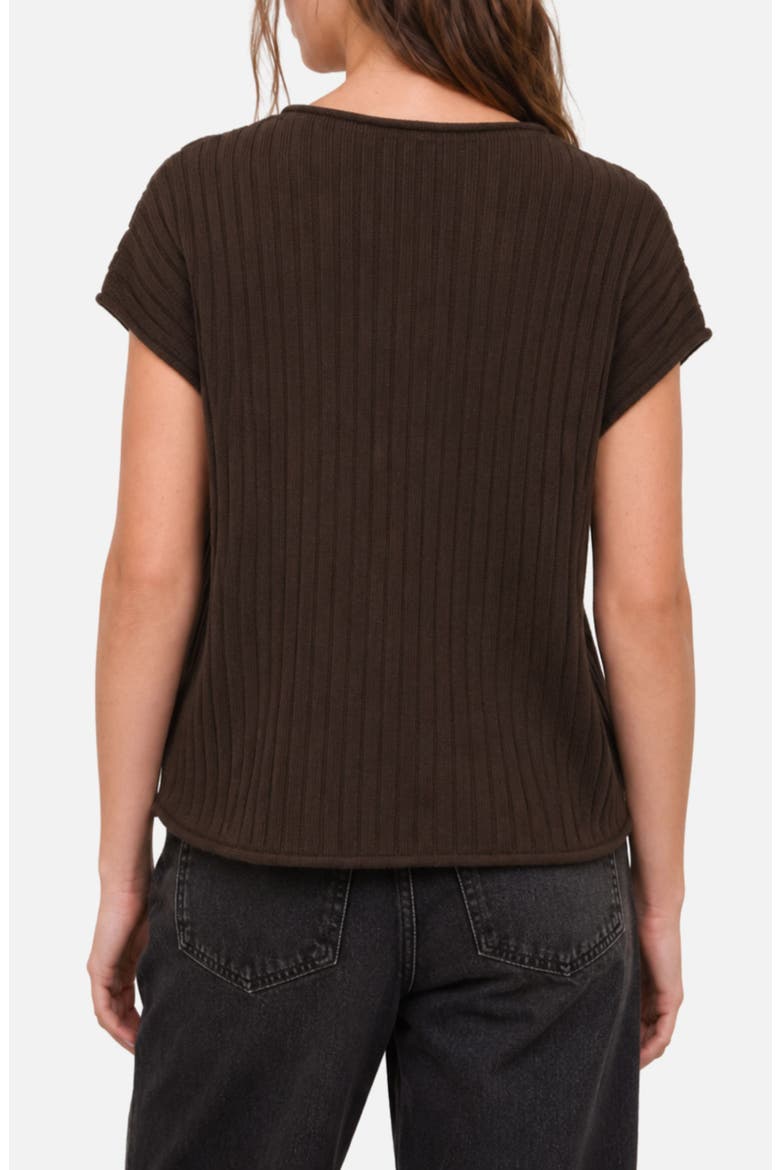 Short Sleeve Ribbed Sweater, Alternate, color, BROWN