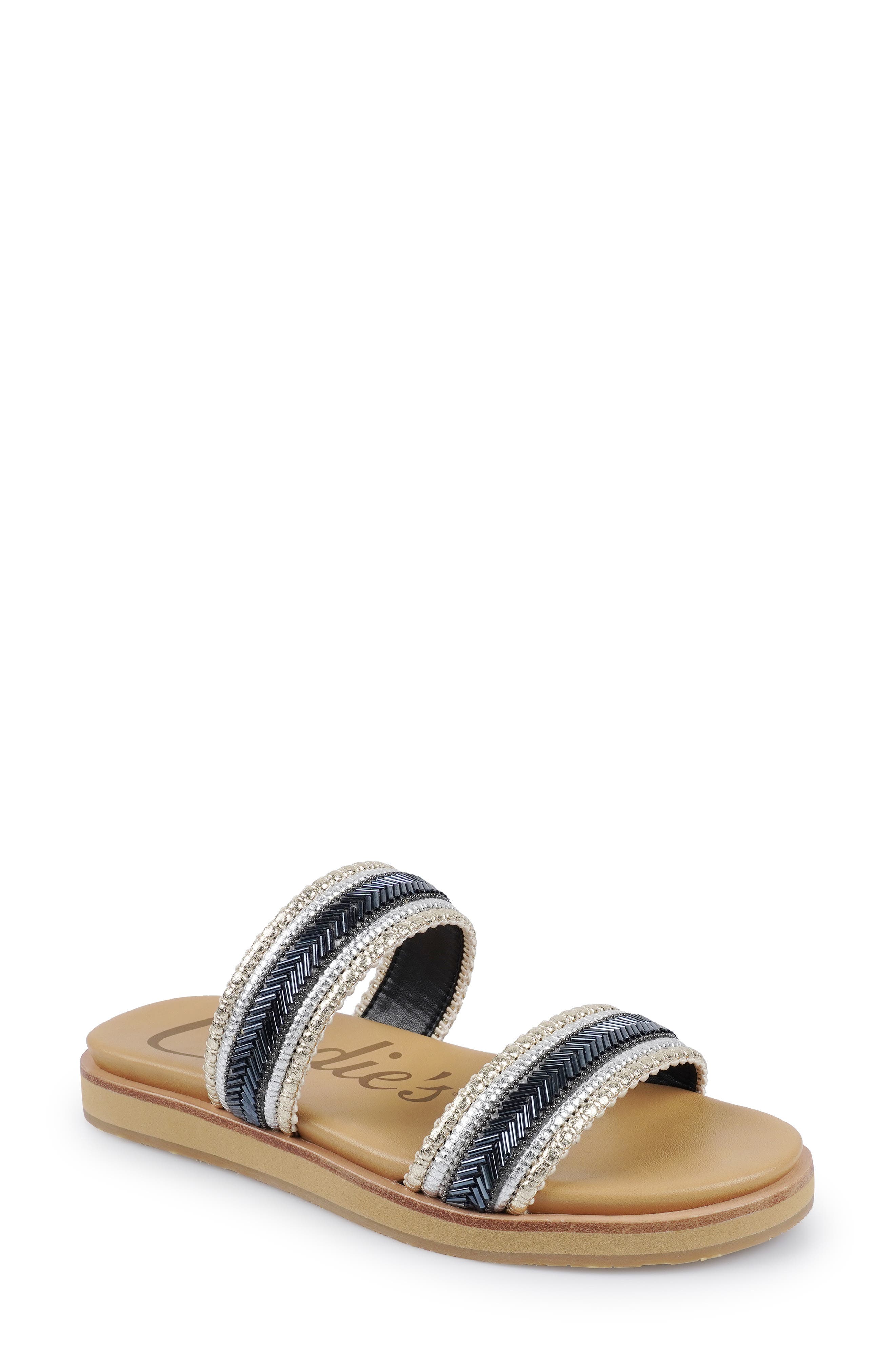 Candie's Two Strap Sandal, Main, color, Black Fabric