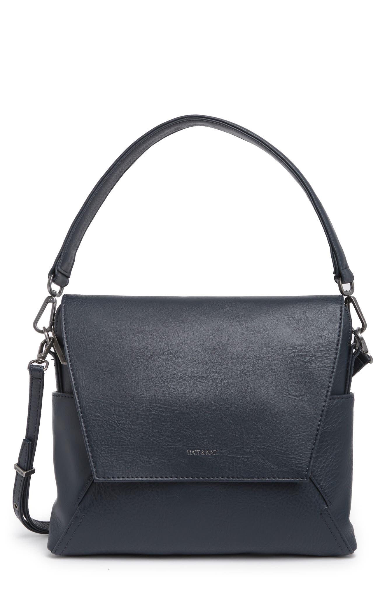 'Minka' Faux Leather Shoulder Bag, Main, color, INK