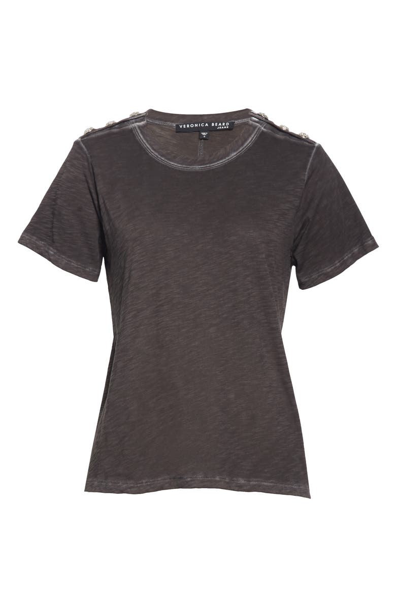 Veronica Beard Carla Button Shoulder T-Shirt, Alternate, color, 
