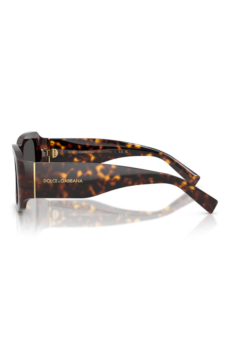 57mm Rectangular Sunglasses, Alternate, color, HAVANA / DARK GREY
