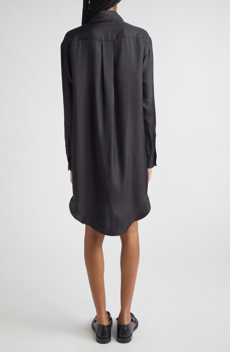 JW Anderson Draped Long Sleeve Silk Tuxedo Shirtdress, Alternate, color, Black