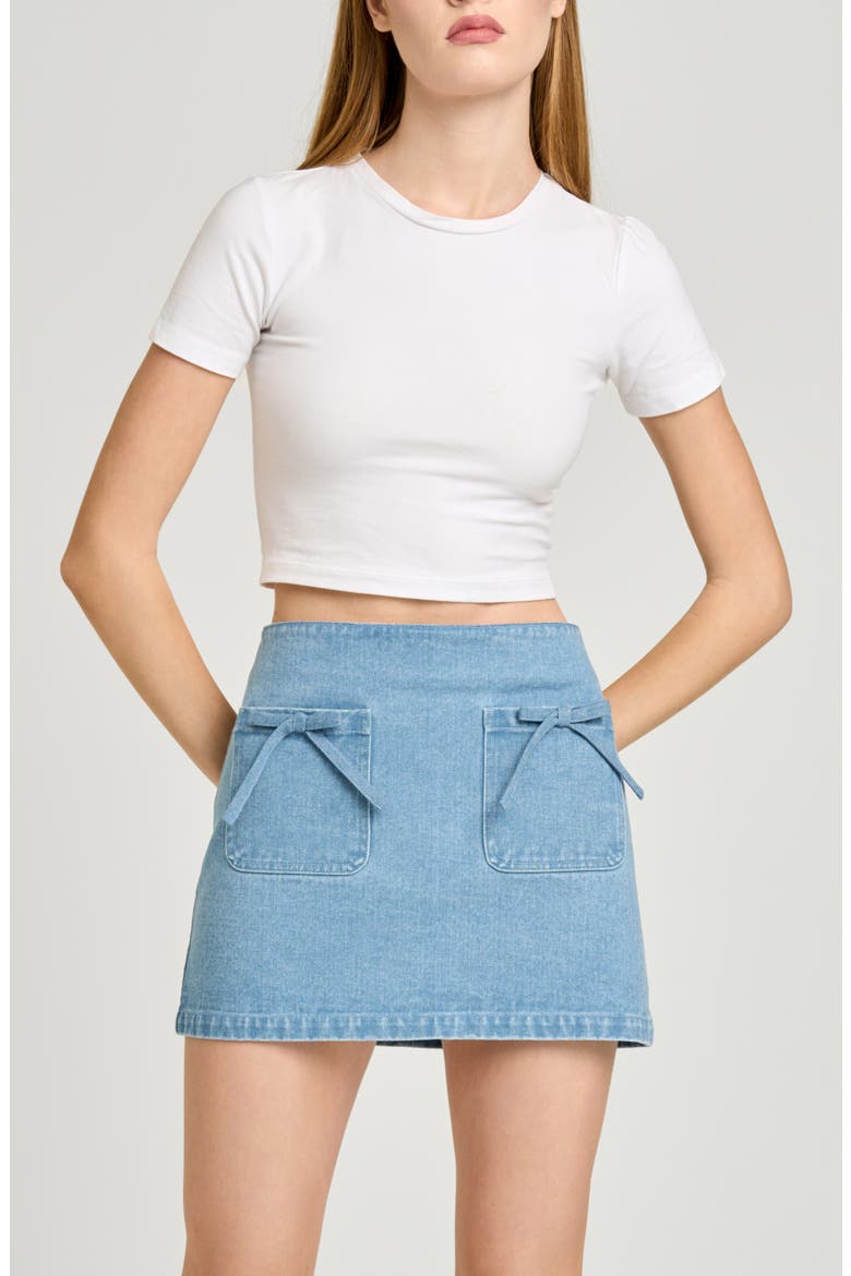 Dehlia Denim Miniskirt, Alternate, color, MEDIUM WASH