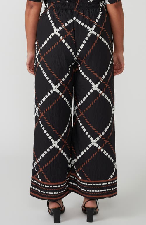 Estelle Marine Print Drawstring Pants In Black