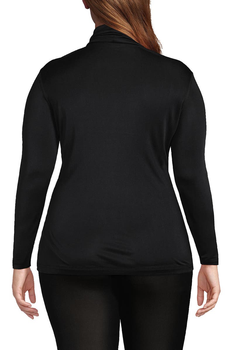 Lands' End Silk Interlock Turtleneck Long Underwear Top, Alternate, color, Black