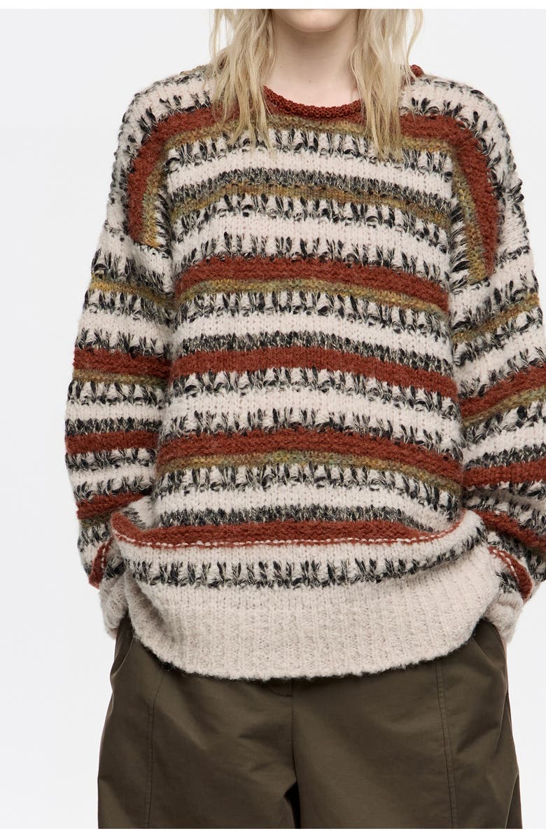 Bimba y Lola Oversize Multistripe Sweater, Main, color, Sand