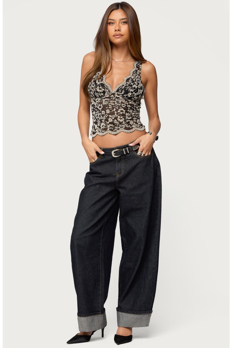 Araura Velvet Floral Sheer Crop Tank, Alternate, color, BLACK-AND-CREAM