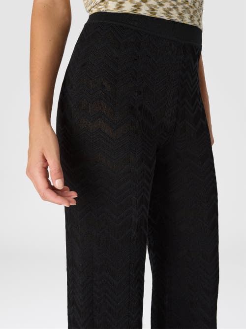 Missoni Straight Long Pants In Chevron Pattern In Black