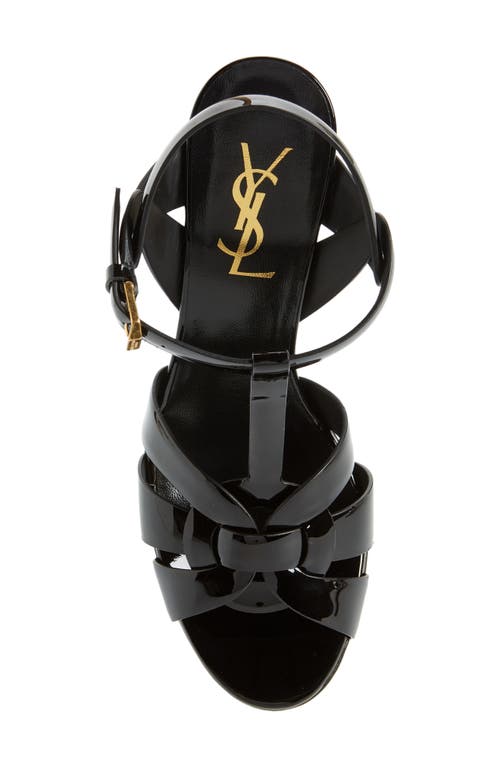 Saint Laurent Tribute Black Sandals With Platform In Patent Leather Woman