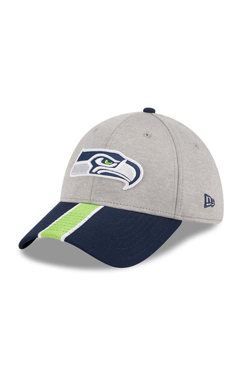 New Era Men's New Era Heather Gray/College Navy Seattle Seahawks Striped 39THIRTY Flex Hat, Main, color, Heather Gray