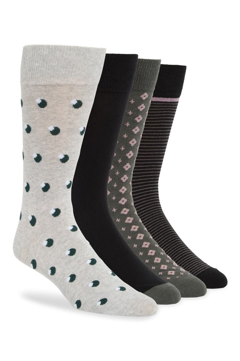 4-Pack Assorted Dress Crew Socks, Main, color, GREEN