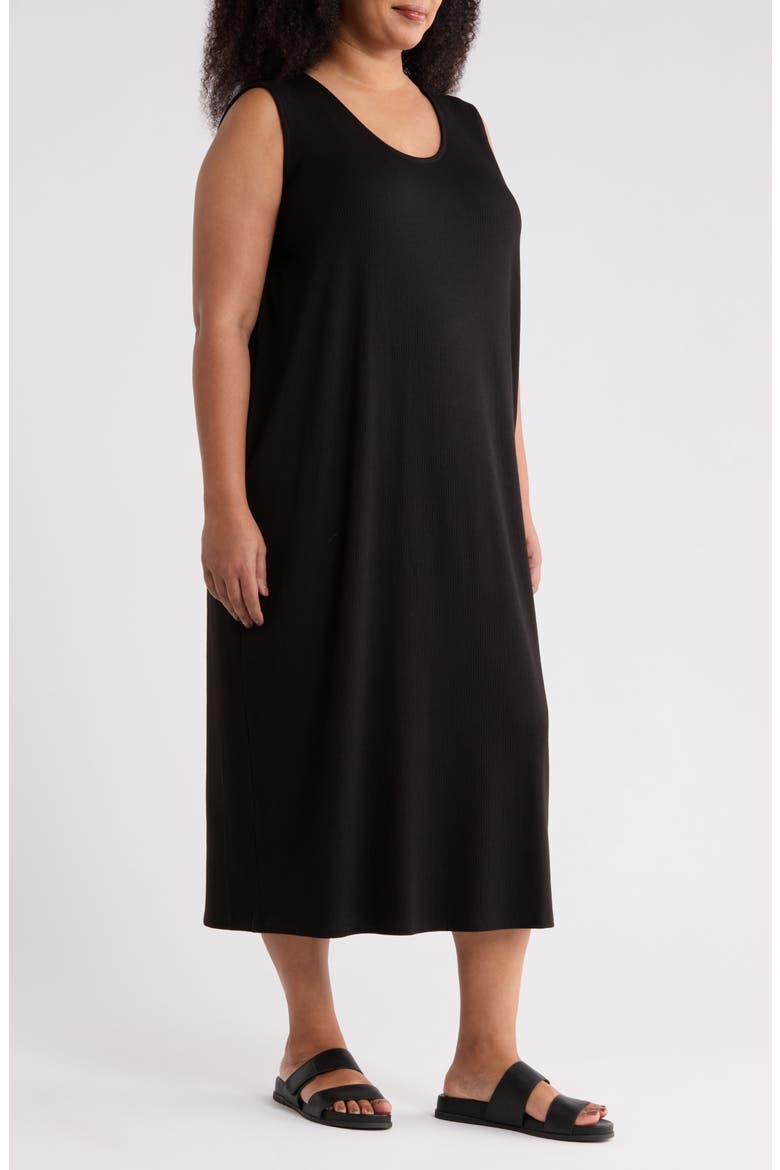 Rib Knit Tank Midi Dress, Alternate, color, BLACK