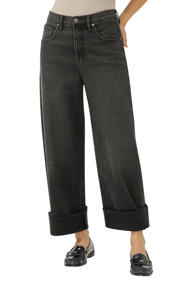 Be Easy High Waist Crop Wide Leg Jeans, Main, color, ONYX