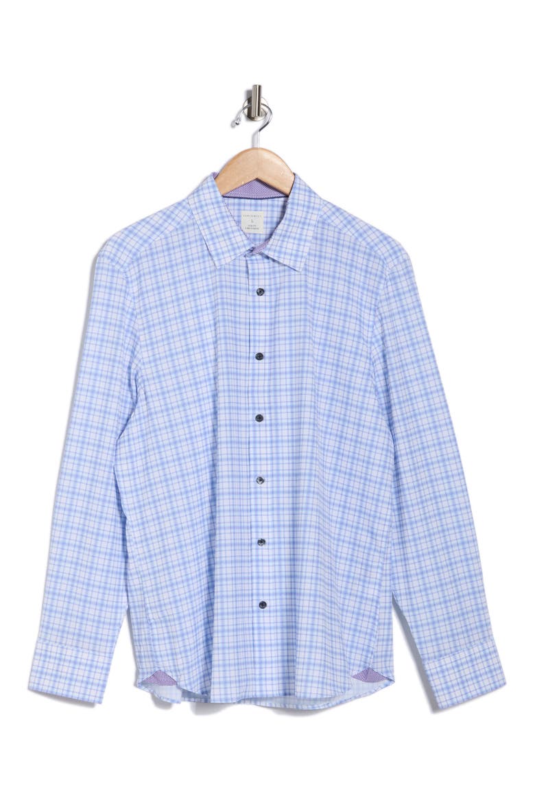 Plaid Stretch Button-Up Shirt, Alternate, color, NAVY/ PURPLE