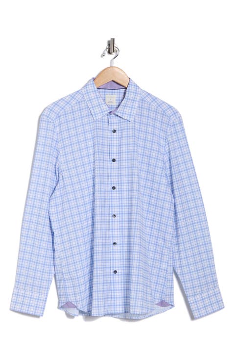 Plaid Stretch Button-Up Shirt
