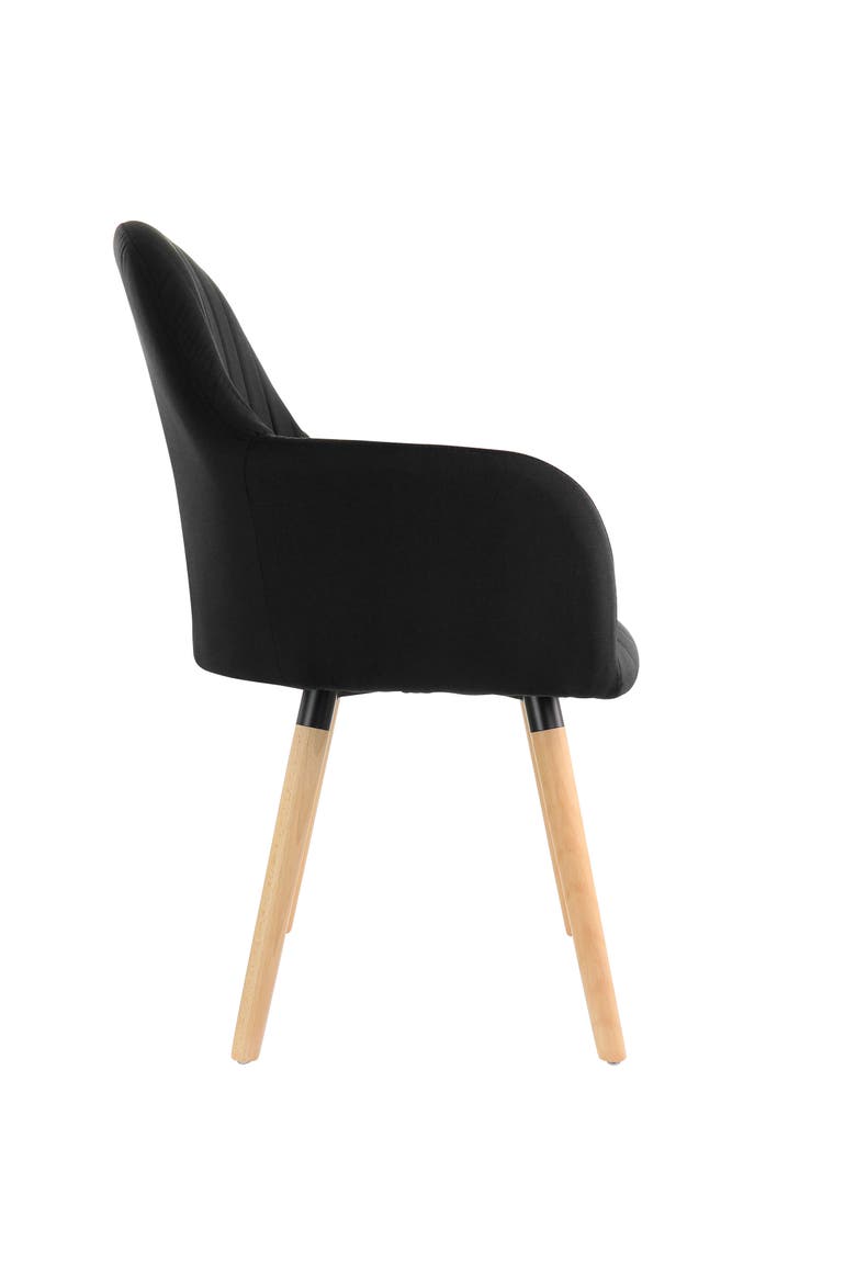 2 Piece Fabric Tufted Chair with Wooden Legs, Alternate, color, Black