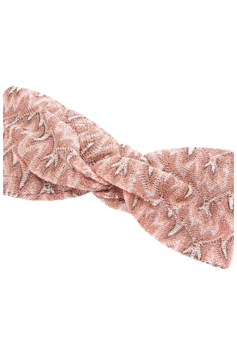 Headband In Lamé Viscose With Foliage Pattern, Alternate, color, Multicoloured
