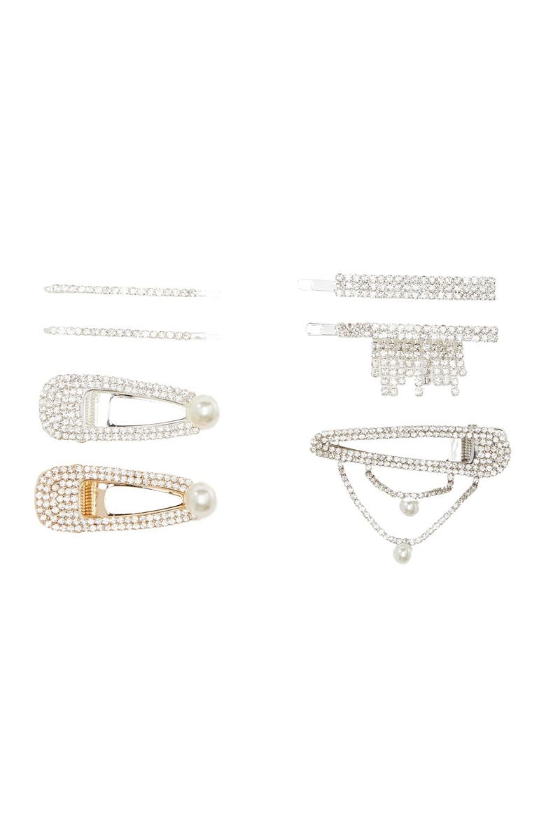 NATASHA Faux Crystal Embellished Bobby Pin & Hair Clip Set, Main, color, 