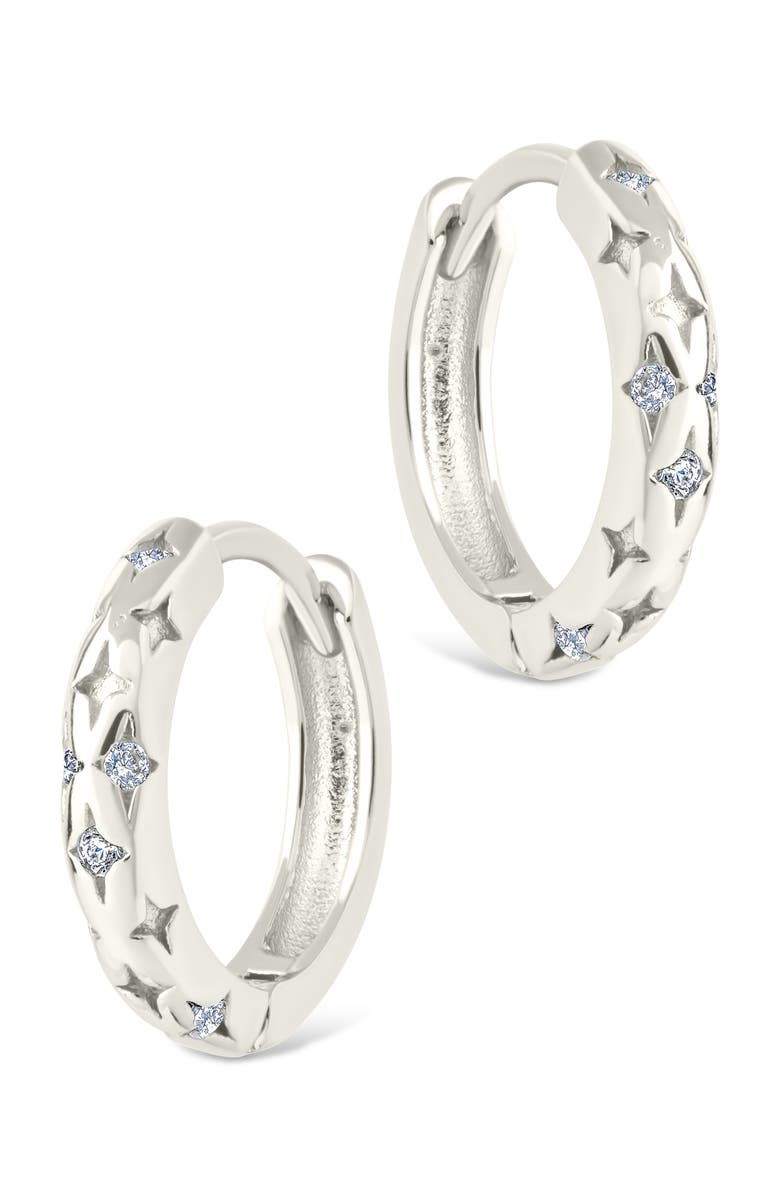 Sterling Forever Blakelyn Cubic Zirconia Hoop Earrings, Alternate, color, Silver