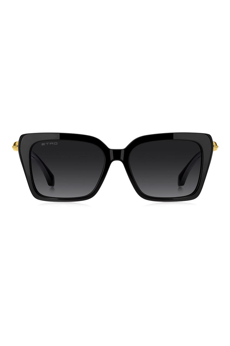 0151/S 56mm Gradient Rectangular Sunglasses, Main, color, BLACK/ DARK GREY SF