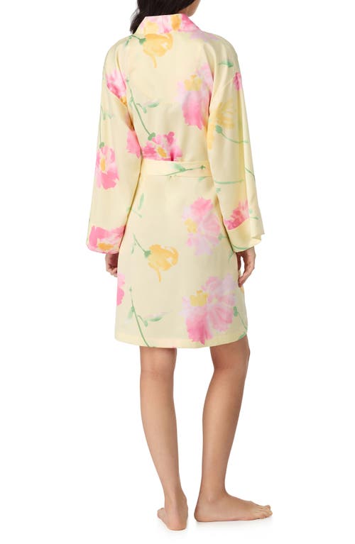 Ralph Lauren Lauren  Short Long Sleeve Robe In Yellow Floral