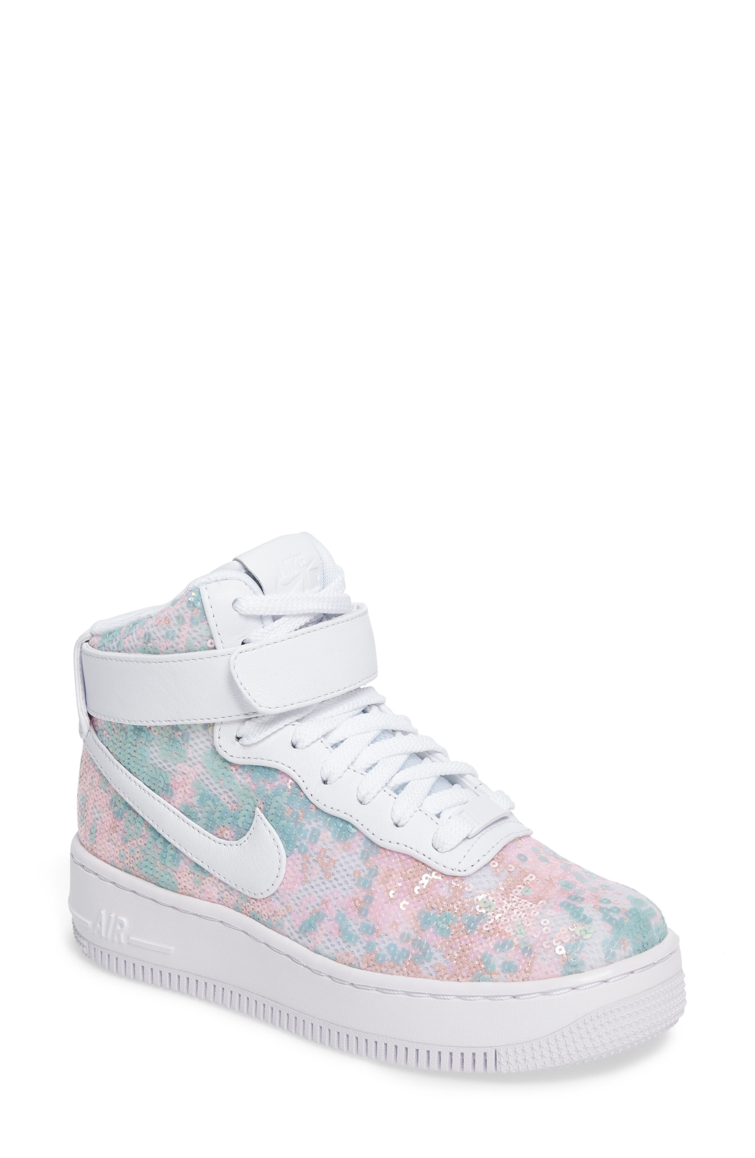 Nike Air Force 1 Upstep Hi LX Sequined High Top Sneaker, Main, color, 