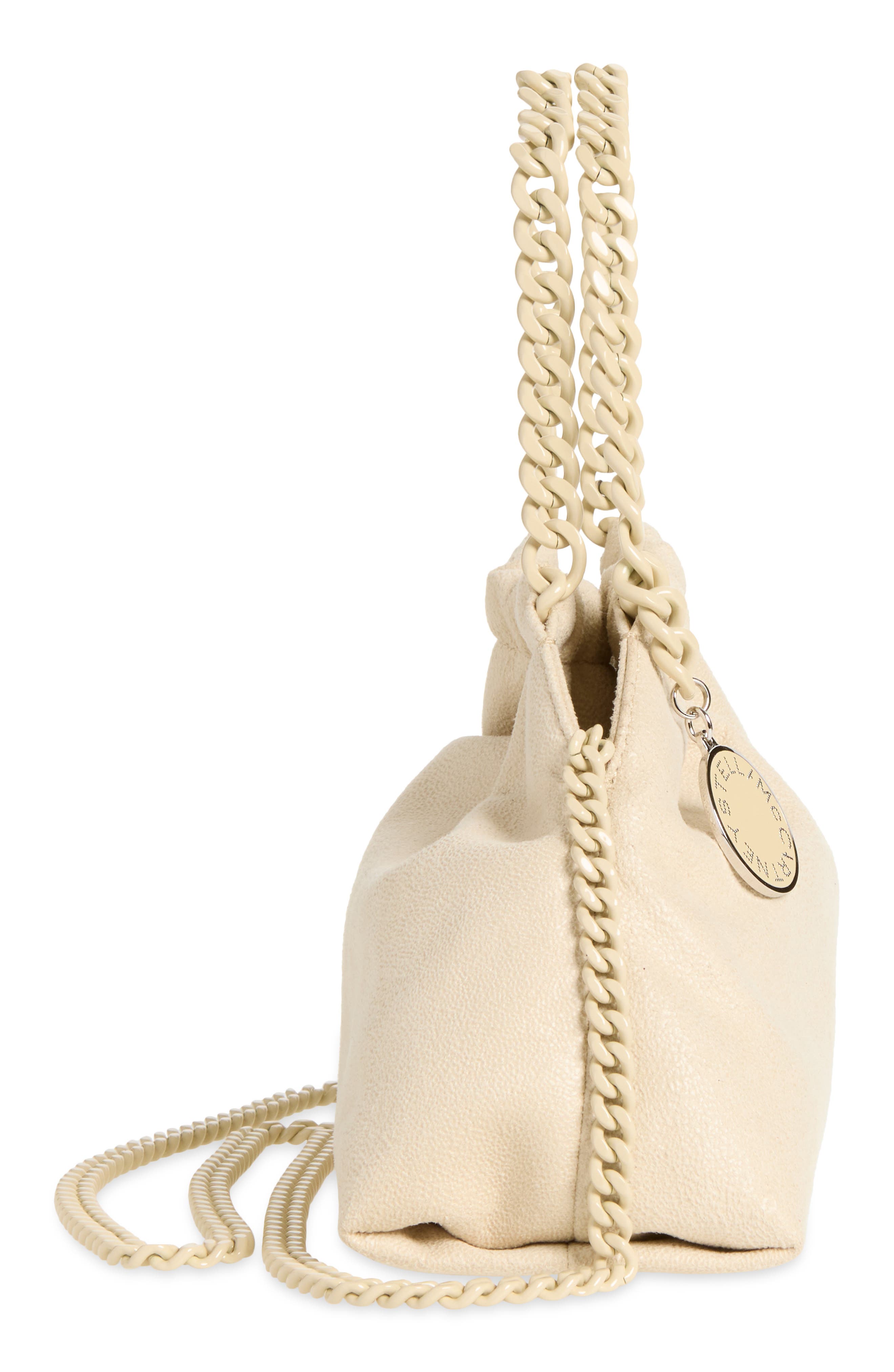 Stella McCartney Mini Falabella Faux Suede Drawstring Bag, Alternate, color, Pearl