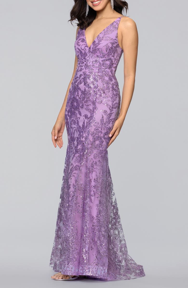 Blondie Nites Glitter Sleeveless Mermaid Gown, Alternate, color, 